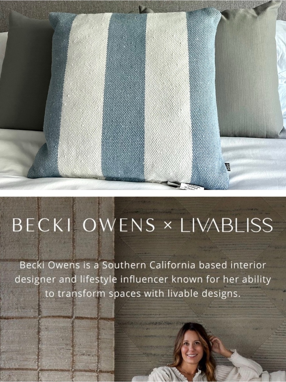 Becki Owens Signature Blue/White Basketweave 20x20 Throw Pillow